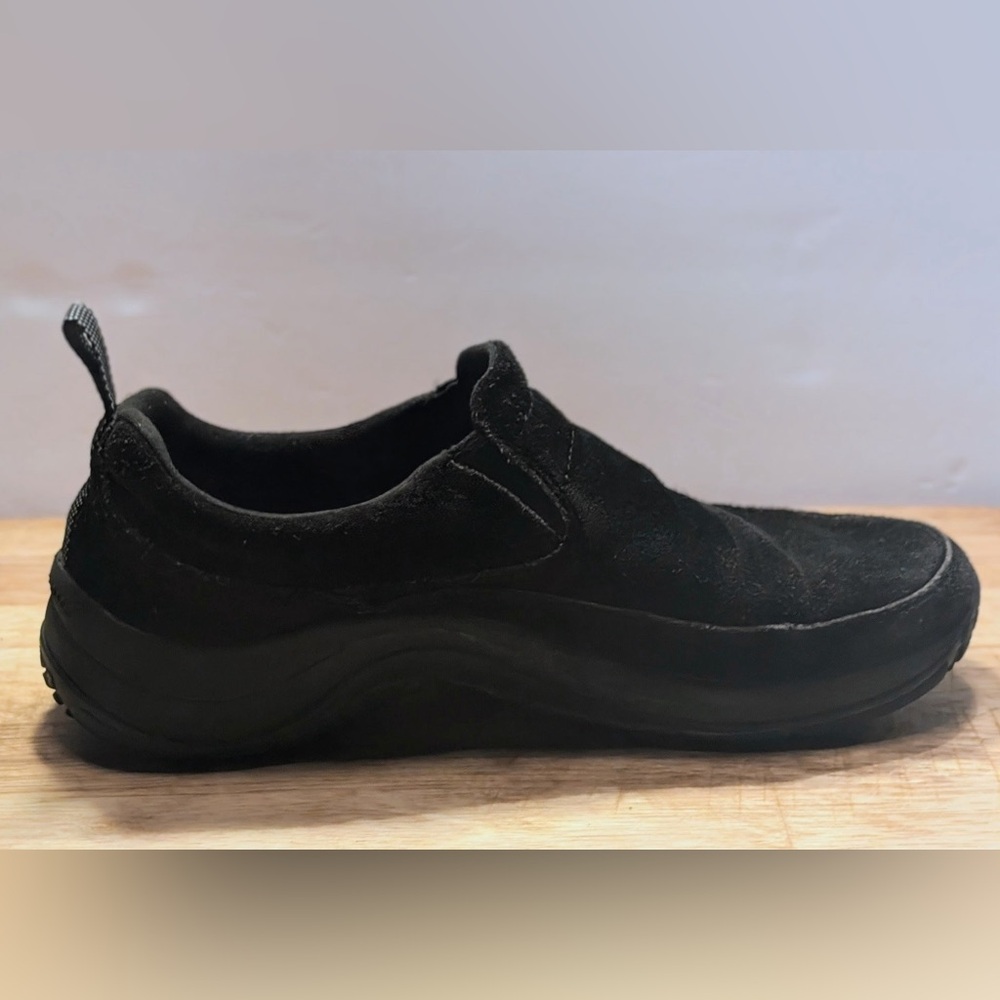 LL Bean Black Suede Mocs Slip on Men’s size 9.5
